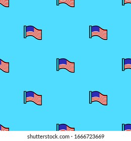Seamless United State American Flags Pattern. American National Flag and Ensign, Vector Illustration EPS 10.