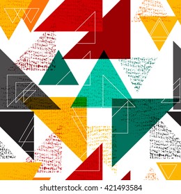 Seamless universal geometric modern pattern. Grunge texture. Triangles. Vector illustration. Abstract geometric shapes.