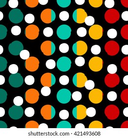 Seamless universal pattern. Polka dots, circles, strips.