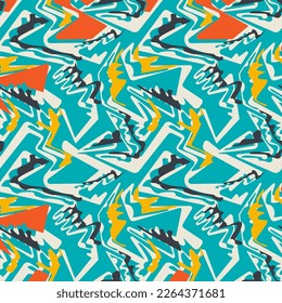 Seamless unusual colorful abstract pattern with wave shapes