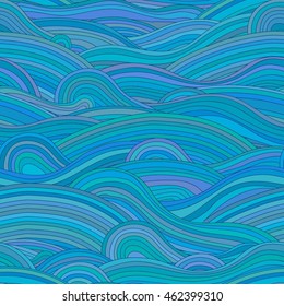 Seamless unusual pattern with waves. Can be used for wallpaper, pattern fills, greeting cards, webpage backgrounds, wrapping paper or fabric. Vector illustration. EPS 10