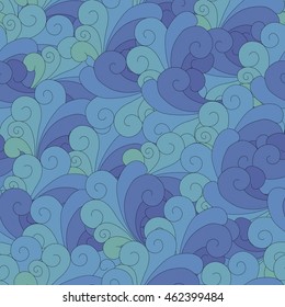 Seamless unusual pattern with waves. Can be used for wallpaper, pattern fills, greeting cards, webpage backgrounds, wrapping paper or fabric. Vector illustration. EPS 10