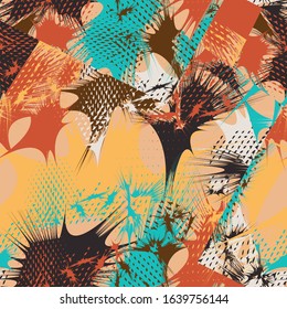 Seamless urban abstract pattern with grunge spots. 