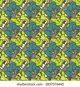 Seamless urban backdrop with abstract hand drawn colorful pattern