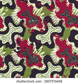 Seamless urban backdrop with abstract hand drawn colorful pattern