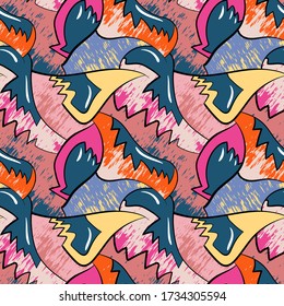 Seamless urban backdrop with creative abstract pattern.