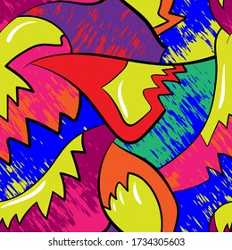 Seamless urban backdrop with creative abstract pattern.