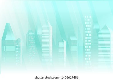 Seamless urban background.  Achitectural building in panoramic view. Modern city skyline building industrial art landscape skyscraper offices. Vector Illustration 