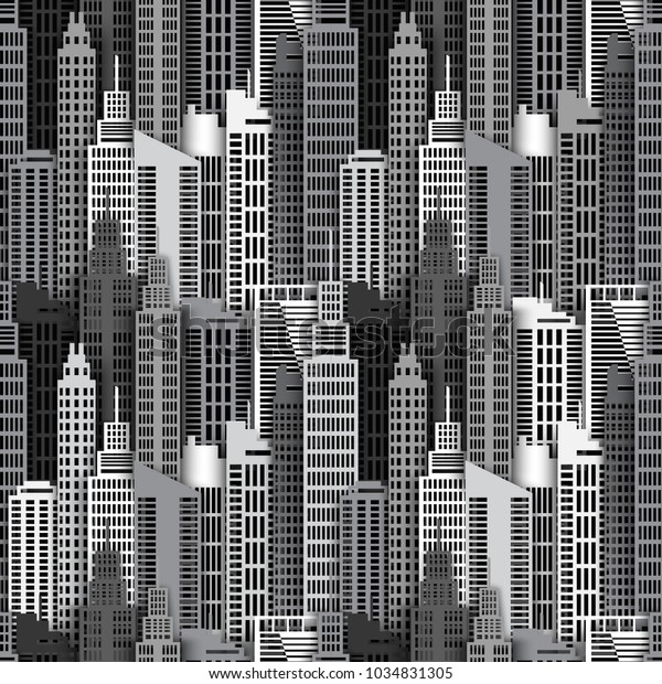 Seamless Urban Background Paper Skyscrapers Achitectural Stock Vector ...
