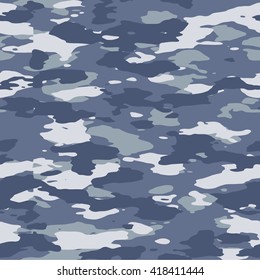 Seamless Urban Blue Wide Camo Pattern Vector