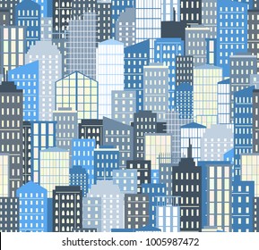 Seamless urban landscape. Vector illustration. City background