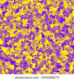 Seamless urban masking camouflage pattern. Colorful pixel blots background. Abstract fashionable camo. Ultra violet tones seamless pattern vector. Hot simple party camo surface illustration.