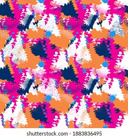 Seamless urban pattern with triangle curved geometry elements and grunge spots