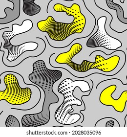 Seamless urban pattern with wave shapes with dots and lines 
