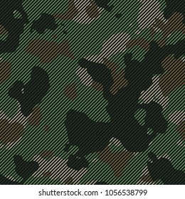 Seamless US Army woodland striped camo textile pattern vector