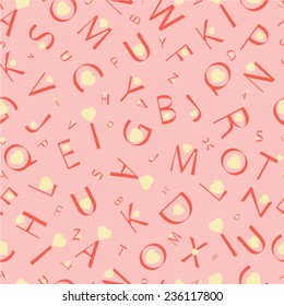 Seamless Valentine Alphabet pattern background Pink 