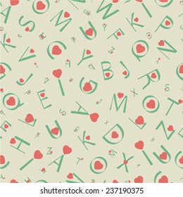 Seamless Valentine Alphabet pattern background Pink 