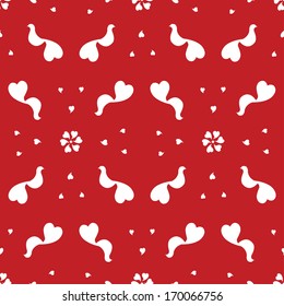 Seamless valentine background with birds. Vector illustration