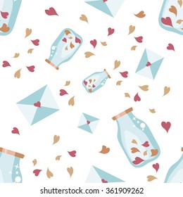 Seamless Valentine background. Tile love pattern. Vector illustrated sweet wrapping paper texture