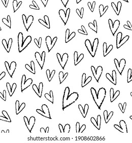 Seamless Valentine Day Pattern Background From  Doodle Hand Draw Heart Shape