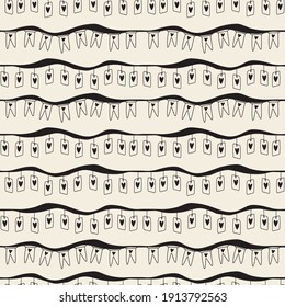 seamless valentine day pattern background with monochrome hand draw flag of love