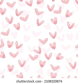 seamless valentine day pattern background with pink watercolour heart , kids pattern