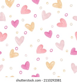 seamless valentine day pattern background with watercolour heart shape , valentine card
