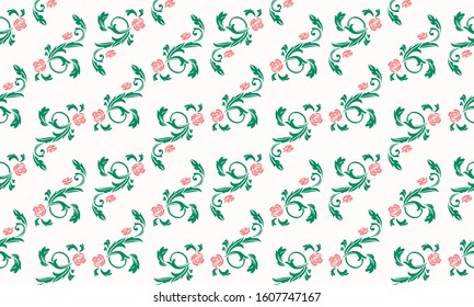 Seamless valentine flower pattern background, with leaf floral cute design.