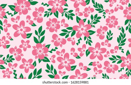 Seamless valentine flower pattern background, with leaf and floral elegant decor.