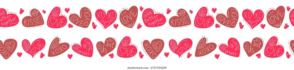 Cotações de Amor Desenhadas à Mão Vetor do Coração do Valentim