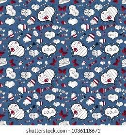 Seamless Valentine heart love seamless pattern with heart. Love wedding background design. Nice colors elements. Vector illustration.
