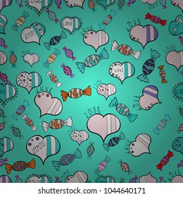 Seamless Valentine heart love seamless pattern with heart. Love wedding background design. Nice blue, white and black colors elements. Vector illustration.