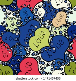 Seamless Valentine heart love seamless pattern with heart. Vector illustration. Nice neutral, black and blue colors elements. Love wedding background design.