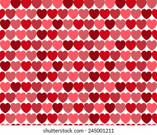 Seamless (Valentine) heart pattern in shades of red and pink