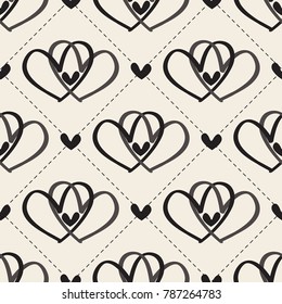 seamless  valentine pattern  background with hand drawn heart