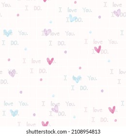 fondo de patrón valentino sin fisuras con corazón y palabras, te amo