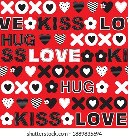 seamless valentine pattern with cute text design