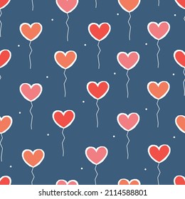 Patrón de San Valentín sin igual amor día de fondo corazones de globo sobre fondo azul Uso para impresión, fondo de pared, decoración Ilustración vectorial