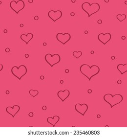 Seamless Valentine pattern with pink hand drawn hearts