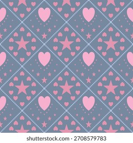 Seamless Valentine pixel art background with 8-bit hearts and romantic elements, perfect for  game assets, digital paper, wallpapers, packaging, cards, and creative designs.