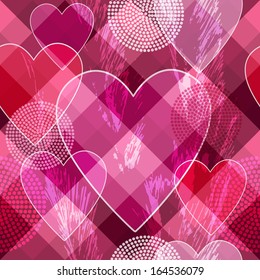 Seamless  valentine spotty pattern with  translucent hearts