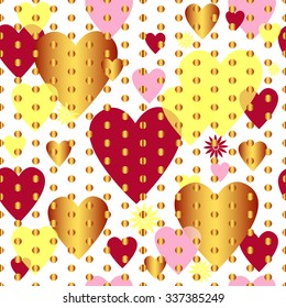 Seamless valentine spotty pattern with translucent hearts