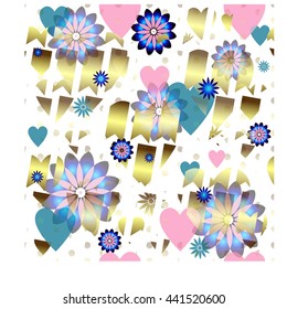 Seamless valentine spotty pattern with translucent hearts