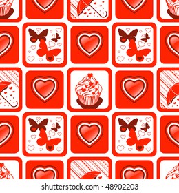 Seamless Valentine Wallpaper.  All objects are in separate layers.