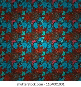 Seamless Valentines Day background of blue, brown and black hearts. Flower petal in shape of heart confetti. Symbol of love for the label gift packages. Decor element for greeting cards.
