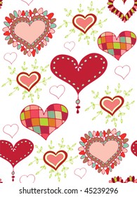 Seamless Valentine's day background with hearts. Easy to edit vector image.