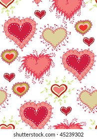 Seamless Valentine's day background with hearts. Easy to edit vector image.