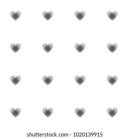 Seamless Valentines day background with random hand drawn falling silver hearts isolated on white.