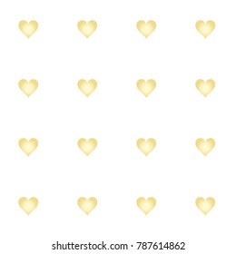 Seamless Valentines day background with random hand drawn falling golden hearts isolated on white.