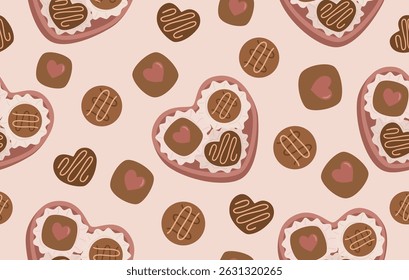 Seamless valentine's day box of chocolate illustration vector